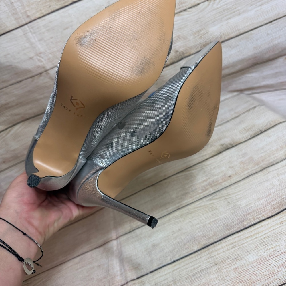 Katy Perry "The Jeffree" Mesh Cap-Toe Ankle Boots. Silver. 9.5 - Picture 6 of 8